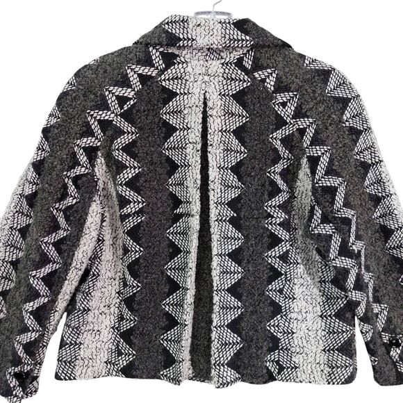 Lena Gabrielle New York Jacket Sz 6 Wool Blend Geometric Bouclé Button Front - Picture 2 of 9